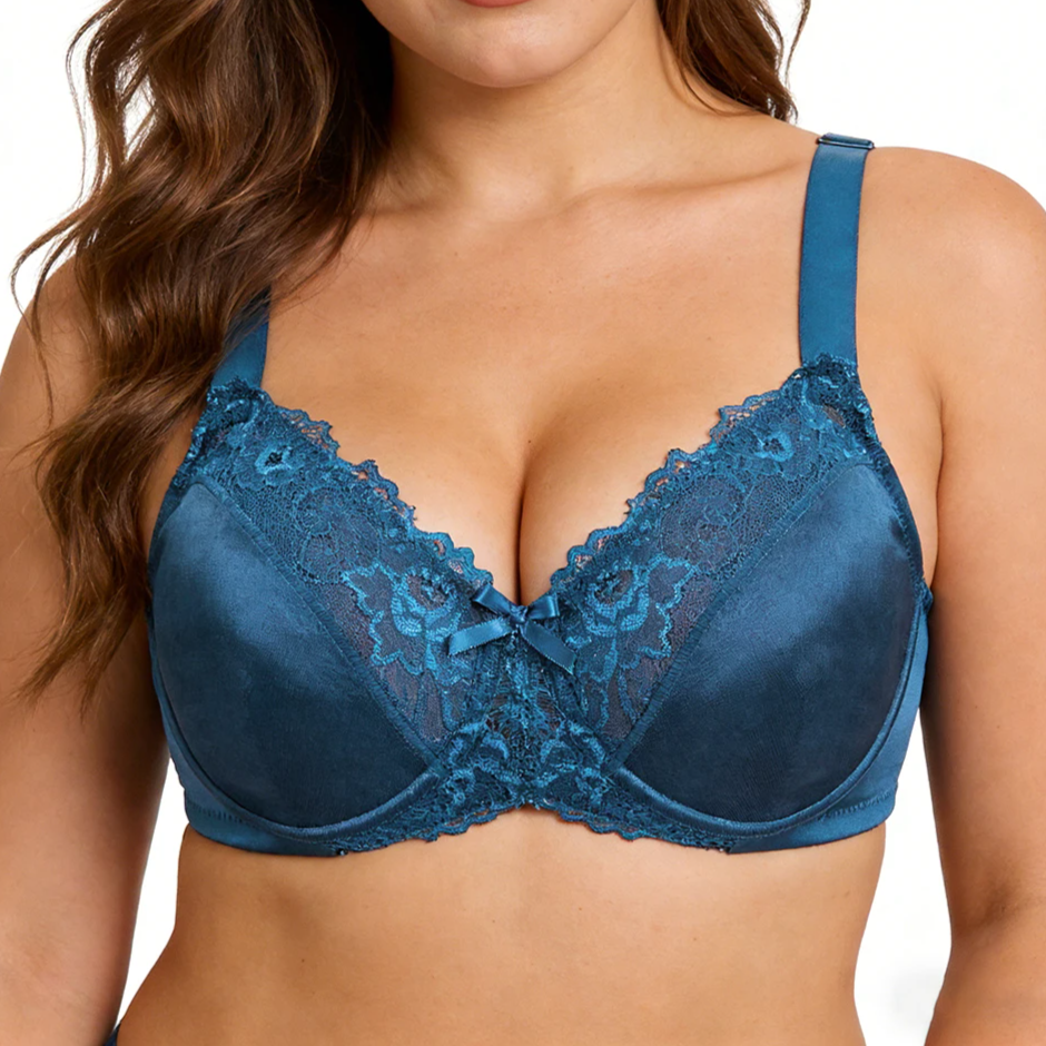 Plus Size Floral Lace Minimizer Bra | Underwire Full Coverage Non-Padded Everyday
