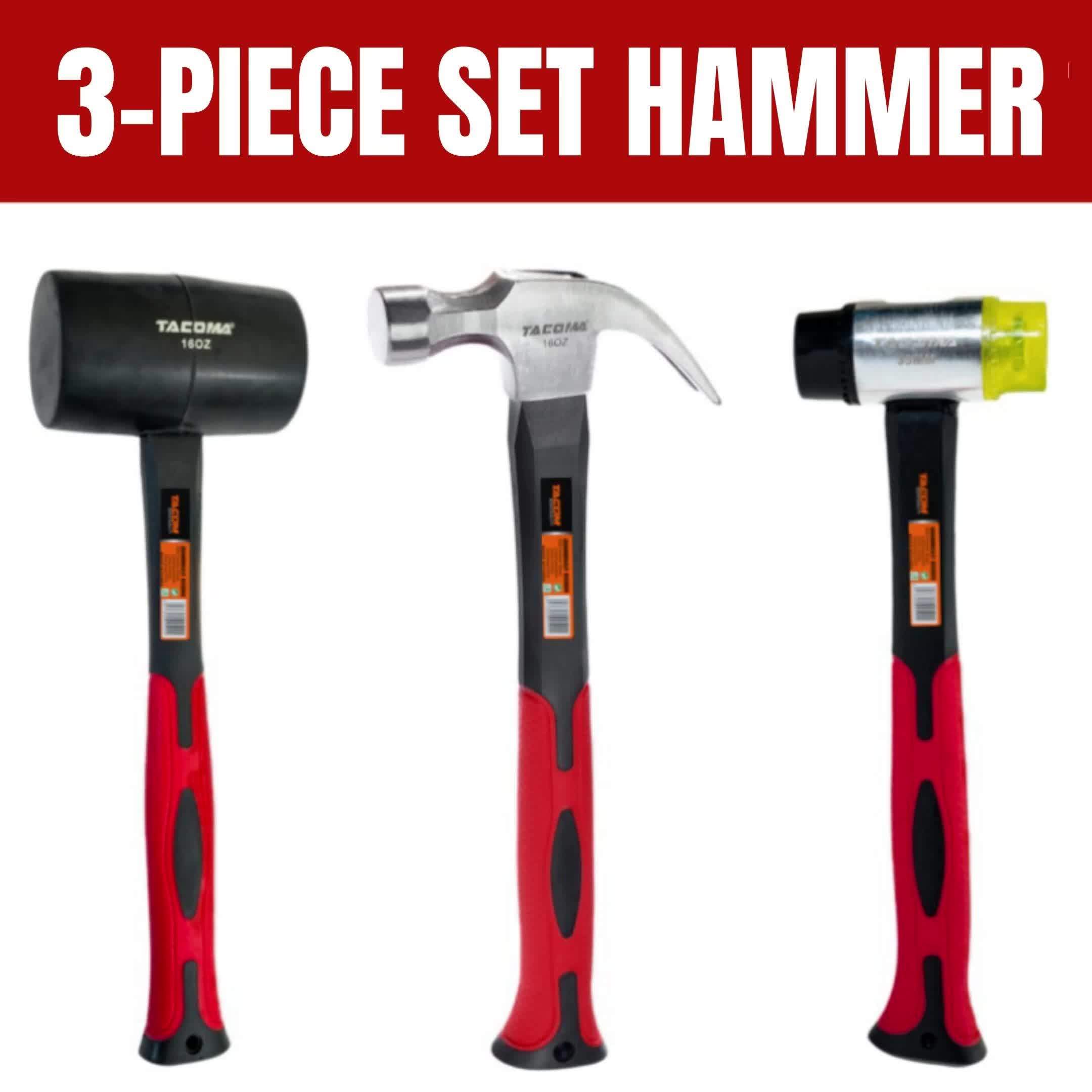 2 / 3 Pcs Shock Absorbing Hammer Set – Home Repair & DIY Essential - General Hand Tools
