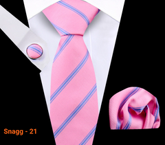 Classic Plaid Tie Set for Men - Necktie with Matching Pocket Square & Cufflinks - Snagg - 21 - Others In Fashion