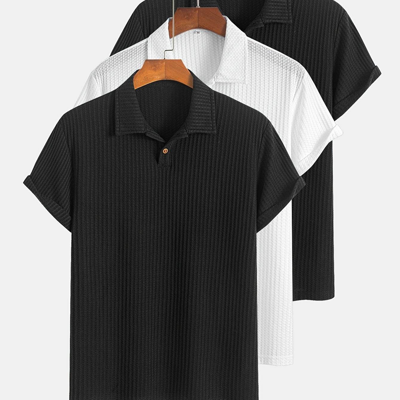 3-Pack Men’s Summer Jacquard Knit Polo Shirts – Sporty Casual Style - SnaggIt