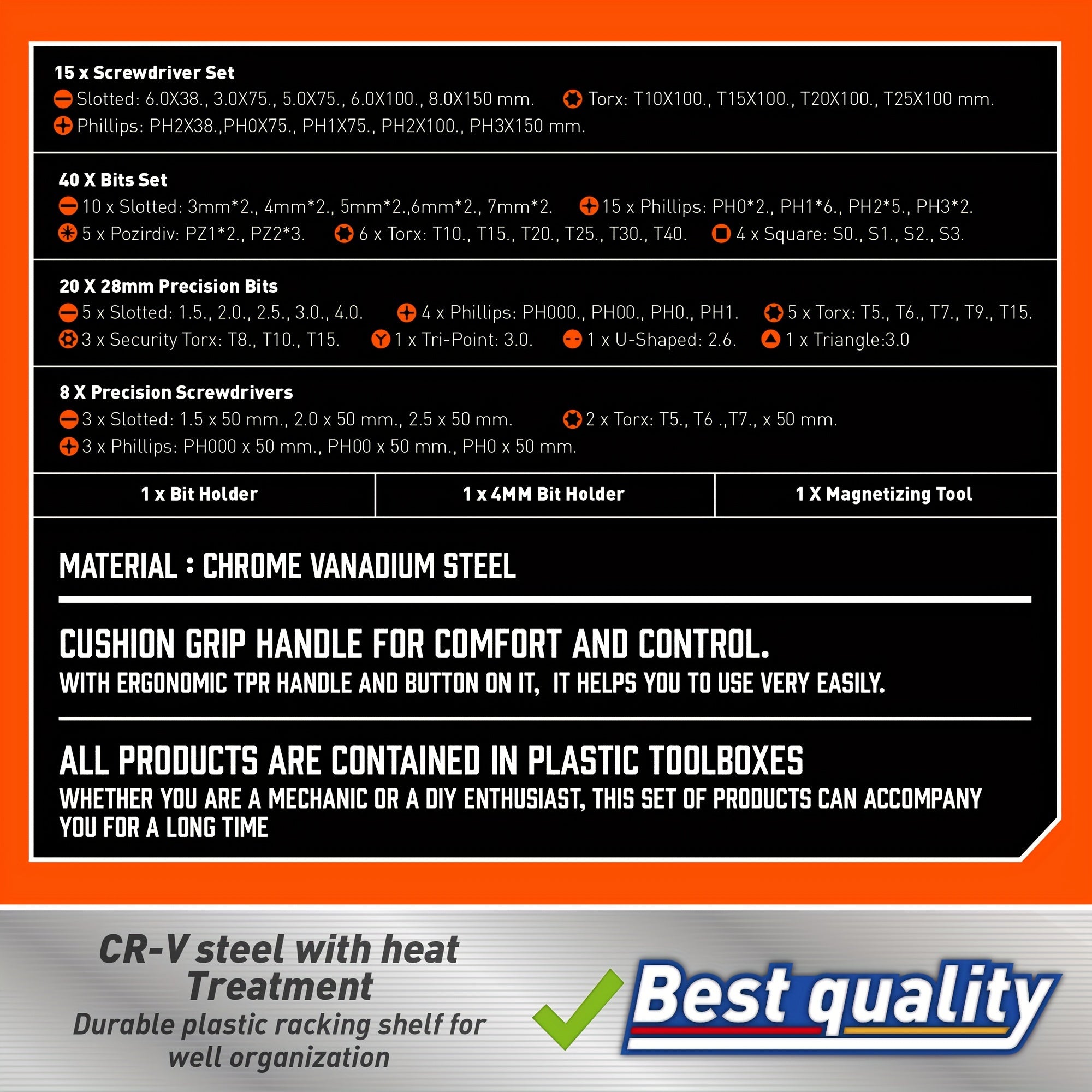 86-Piece Magnetic Screwdriver & Precision Bit Set