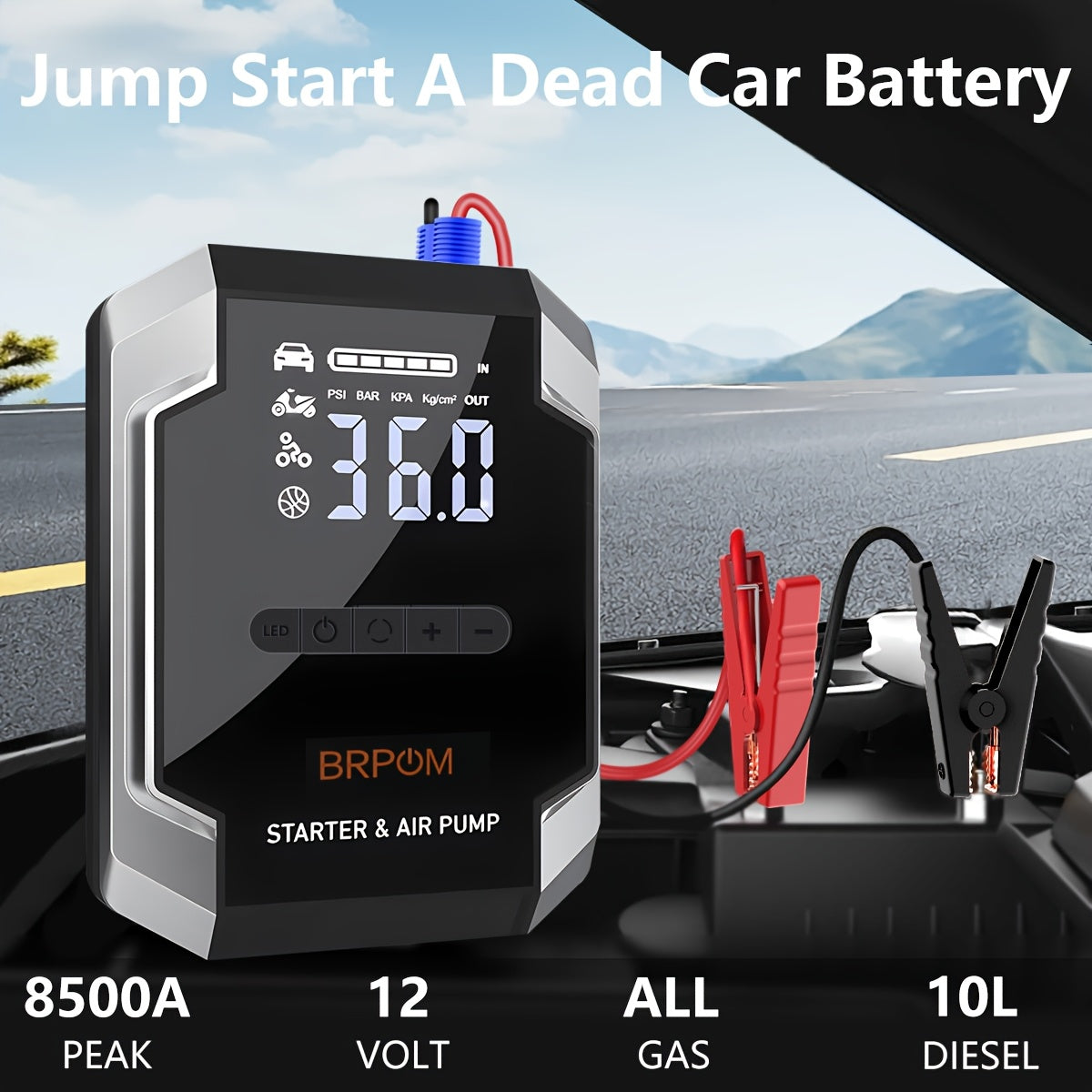 8500A Portable Car Jump Starter with Air Compressor by Snagg A Jump Starter