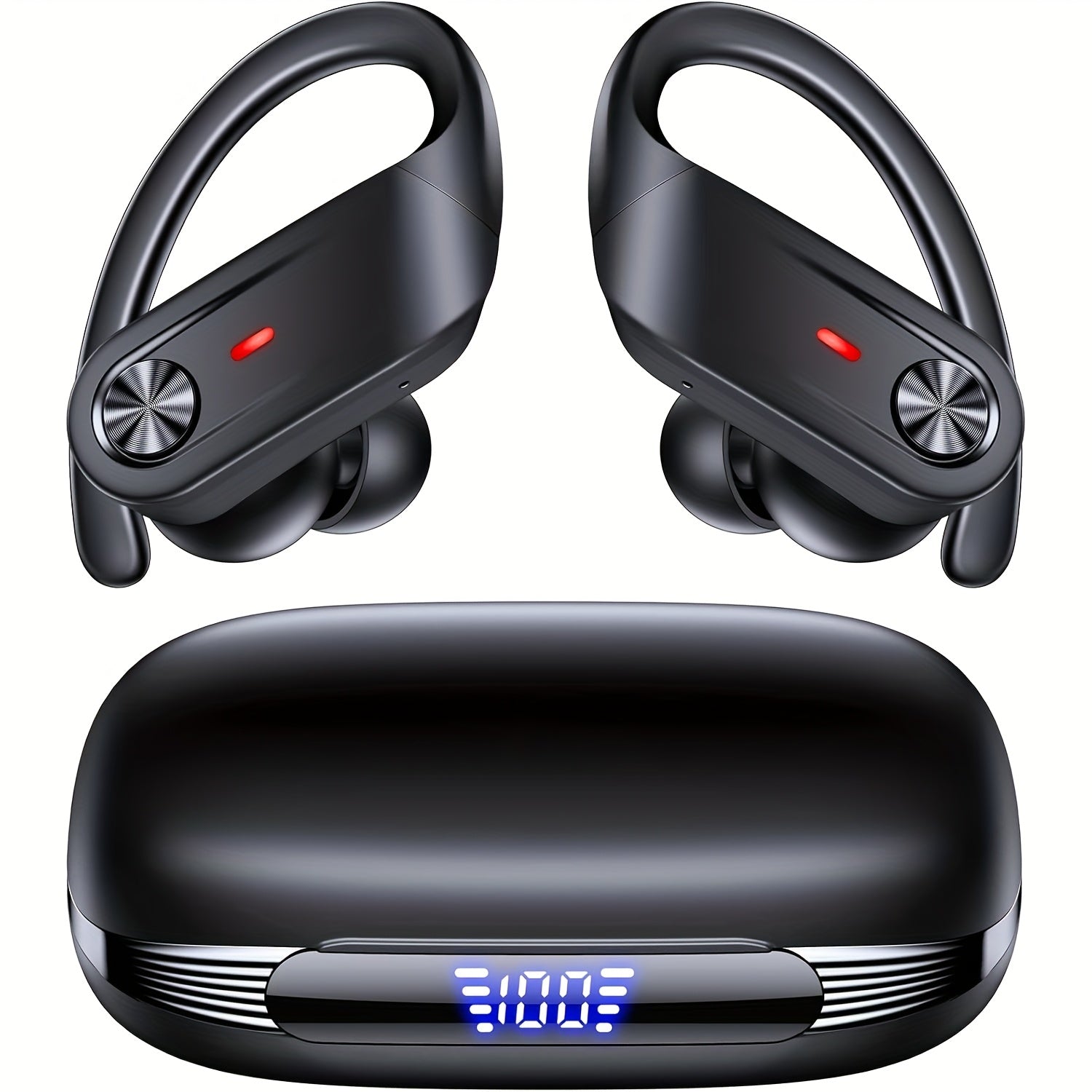 Wireless Earbuds 5.4 Headphones Sports, 75H Stereo Deep Bass Over-Ear with Earhooks, 4 ENC Mic, LED Display for Running Workout Exercise Gym, Exercise Audio Gear, Ergonomic Fit, Premium Audio, Noise Isolation, Music Lovers by Snagg An EarBud