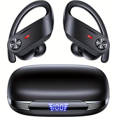 Wireless Earbuds 5.4 Headphones Sports, 75H Stereo Deep Bass Over-Ear with Earhooks, 4 ENC Mic, LED Display for Running Workout Exercise Gym, Exercise Audio Gear, Ergonomic Fit, Premium Audio, Noise Isolation, Music Lovers by Snagg An EarBud