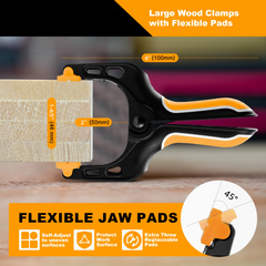 4PCS 4” Heavy Duty Spring Clamps – Nylon Woodworking Clamps with Powerful Grip for Gluing, Photography & DIY