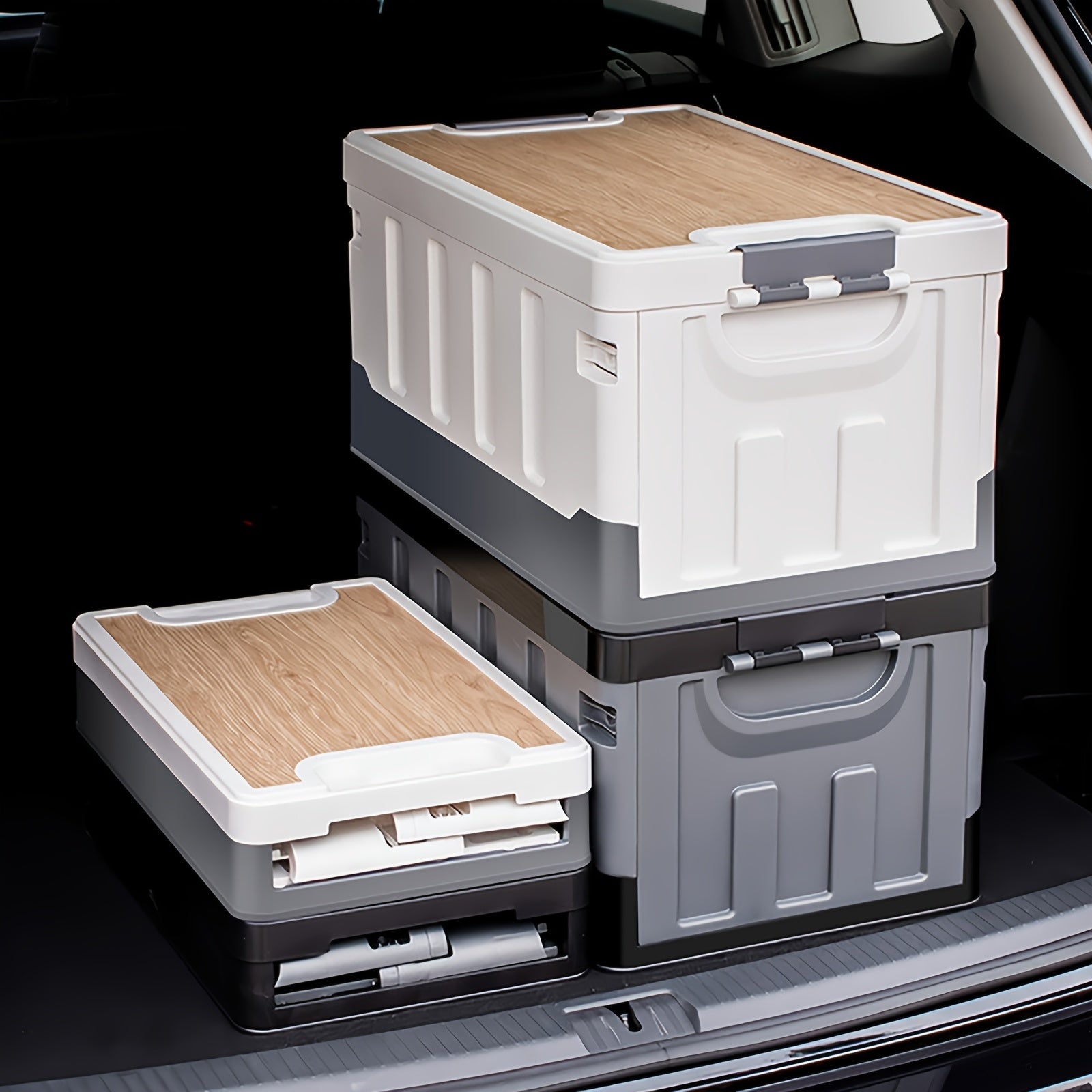 60L Collapsible Car Trunk Storage Bin with Lid by Snagg A Storage Box