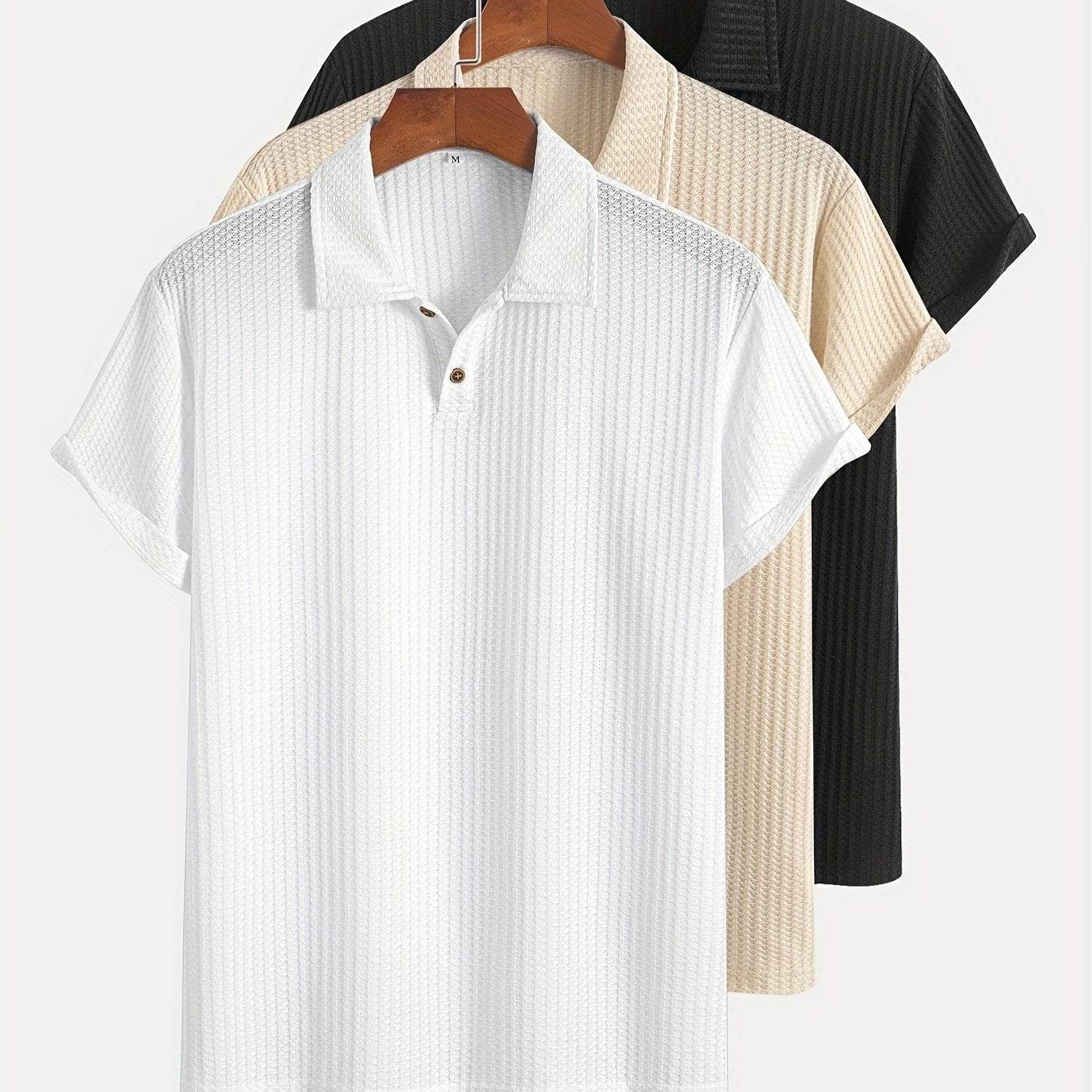 3-Pack Men’s Summer Jacquard Knit Polo Shirts – Sporty Casual Style - SnaggIt