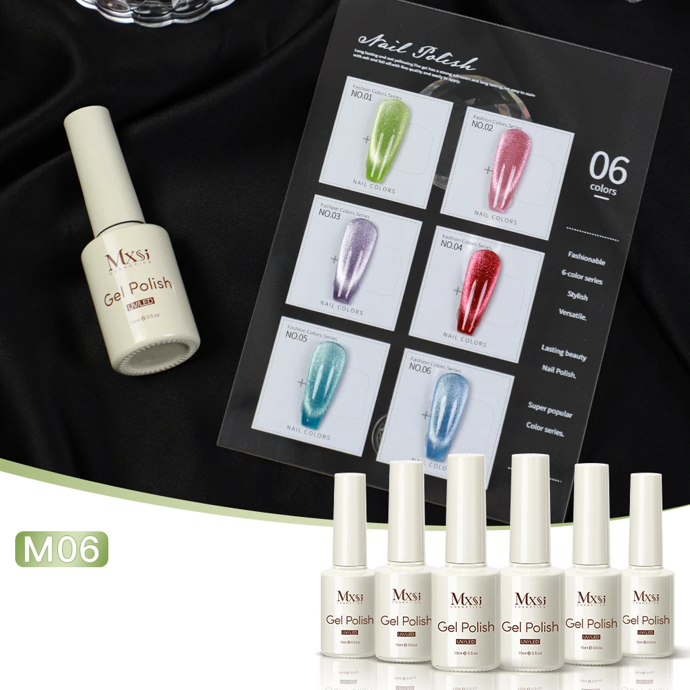 Professional 15ml Magnetic Crystal Cat Eye Gel Collection – 6 Piece High Pigment Red & Pink Reflective System