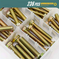 236 Pcs Heavy Duty Bolt & Nut Kit — Grade 8.8 Alloy Steel M6/M8/M10 Hex Bolts Nuts Washers - 236pcs/set - Power Tools