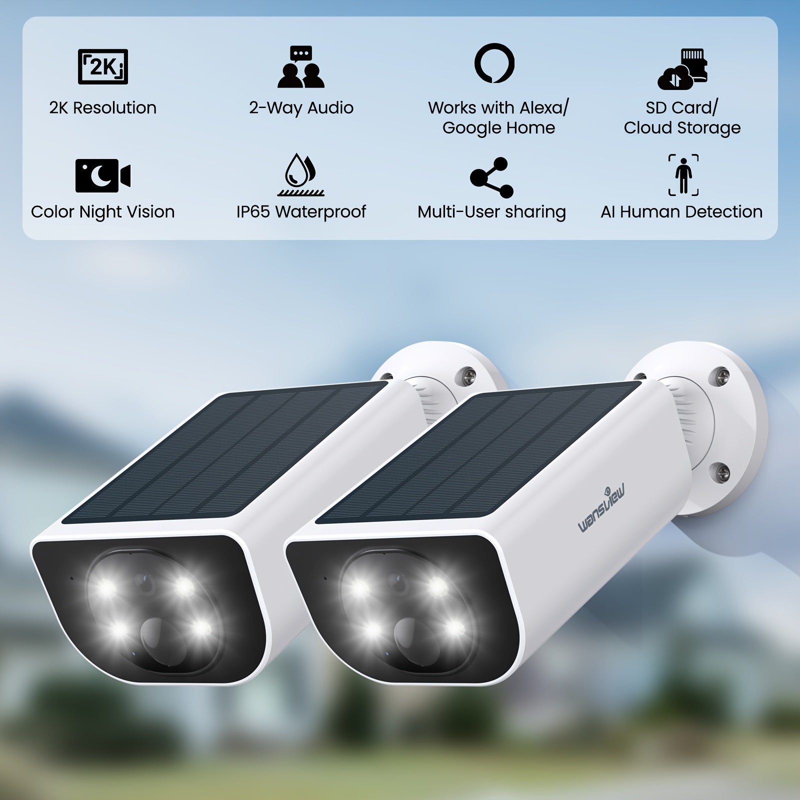 2K Solar Powered Wireless Security Camera Motion Detection & Two-Way Audio by Snagg An Outdoor Camera