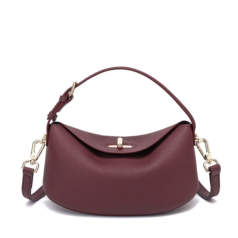 Genuine Leather Minimalist Crossbody Bag – Small Luxury Fashion Handbag & Shoulder Bag for Women (24×11×11cm)