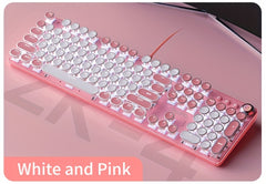 Pink Mechanical Keyboard – Retro Punk Keycaps with Blue Switches by Snagg A Keyboard