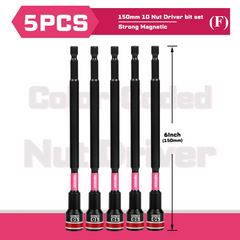 Impact Nut Driver Set – 6” Long Metric Nut Setters 8/10/13mm with Portable Storage Case