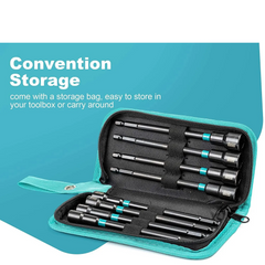 8PCS Magnetic Nut Driver Set 6” Long Shank Metric Impact Drill Bits Hex Shank 7-14mm