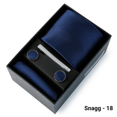 Luxury Men’s Tie Set Solid Colour Slim Necktie Hanky Cufflinks & Clip - Snagg - 18 - Others In Fashion