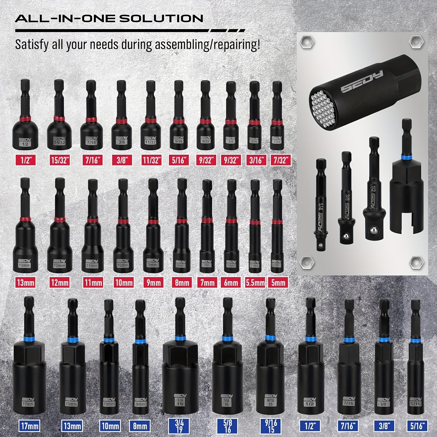 80pcs Magnetic Impact Nut Driver Set