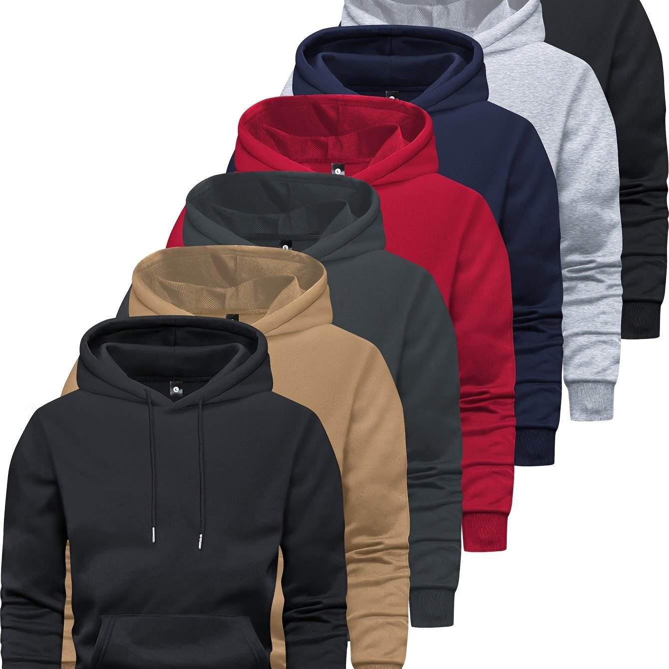 7pcs Men’s Solid Color Hoodies with Pockets - SnaggIt