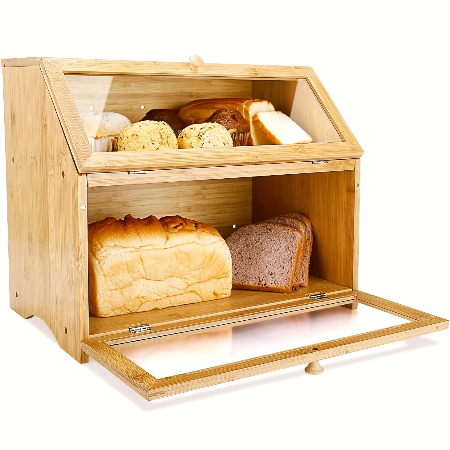 Double Layer Bamboo Bread Box by Snagg A Box