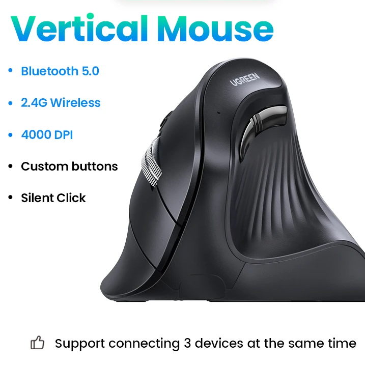 Ergonomic Vertical Wireless Mouse Bluetooth 5.0 & 2.4G Dual Mode for PC & Laptop by Snagg A Gaming Mouse