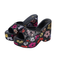 Women’s Floral Sequin Wedge Sandals by Snagg A Sandal