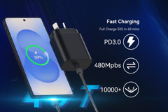 3 Pack 25W USB-C Super Fast Charger - With Charging Cable - Black - Hubs