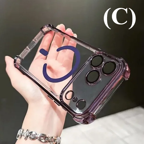 Transparent Airbag Magsafe Shockproof Case for iPhone 17 Series - C - Purple / iPhone17 Pro - Phone Cases & Covers