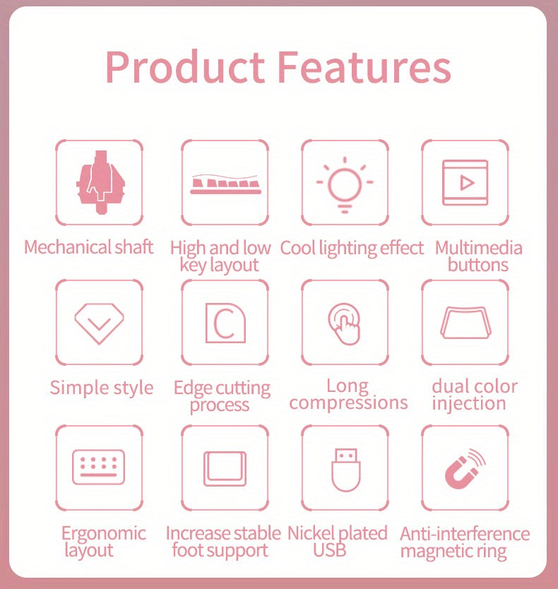 Pink Mechanical Keyboard – Retro Punk Keycaps with Blue Switches by Snagg A Keyboard