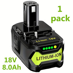 8.0Ah High-Capacity Replacement Battery for Ryobi 18V ONE+