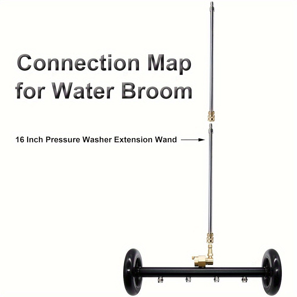 2 in 1 4000PSI Pressure Washer Spray Broom – Car Chassis & Undercarriage Cleaner Attachment - Black - Power Tools Gadget