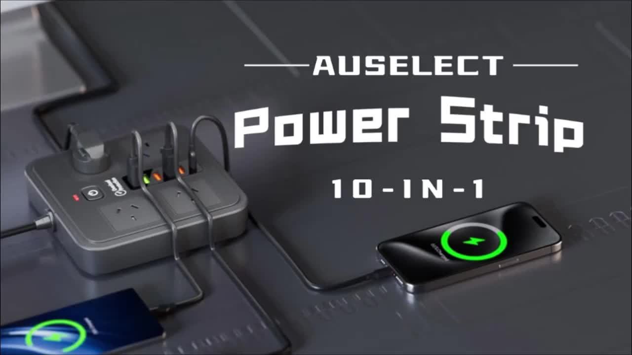 10 in 1 Powerboard with USB-C Surge Protector Extension Cord (1.8m) by Snagg An Extension Cable