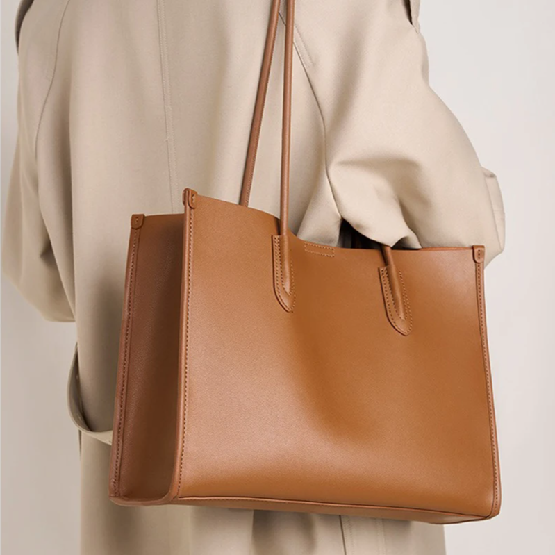 Genuine Leather Large Capacity Tote Bag – Women's Shoulder Purse & Shopper for Work & Daily Carry