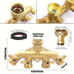 4 Way Brass Garden Hose Splitter with Quick Connector – EU Standard 3/4" by Snagg A Valve