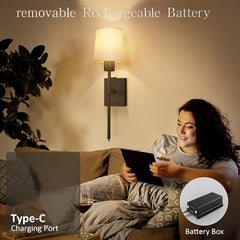 2pcs Black/Gold Wall Lights Rechargeable Battery LED with 3000K–6000K by Snagg A Wall Light