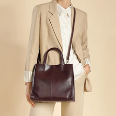 Genuine Leather Oil Wax Tote Bag – Large Capacity Vintage Shoulder & Crossbody Shopper for Women