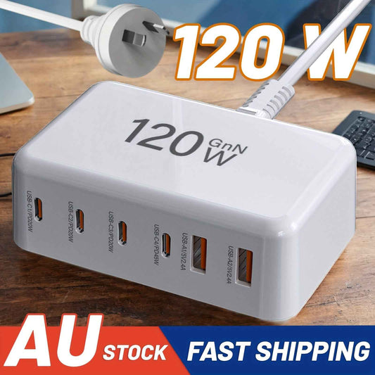 120W USB-C Fast Charging Station - 6 Port Wall Charger