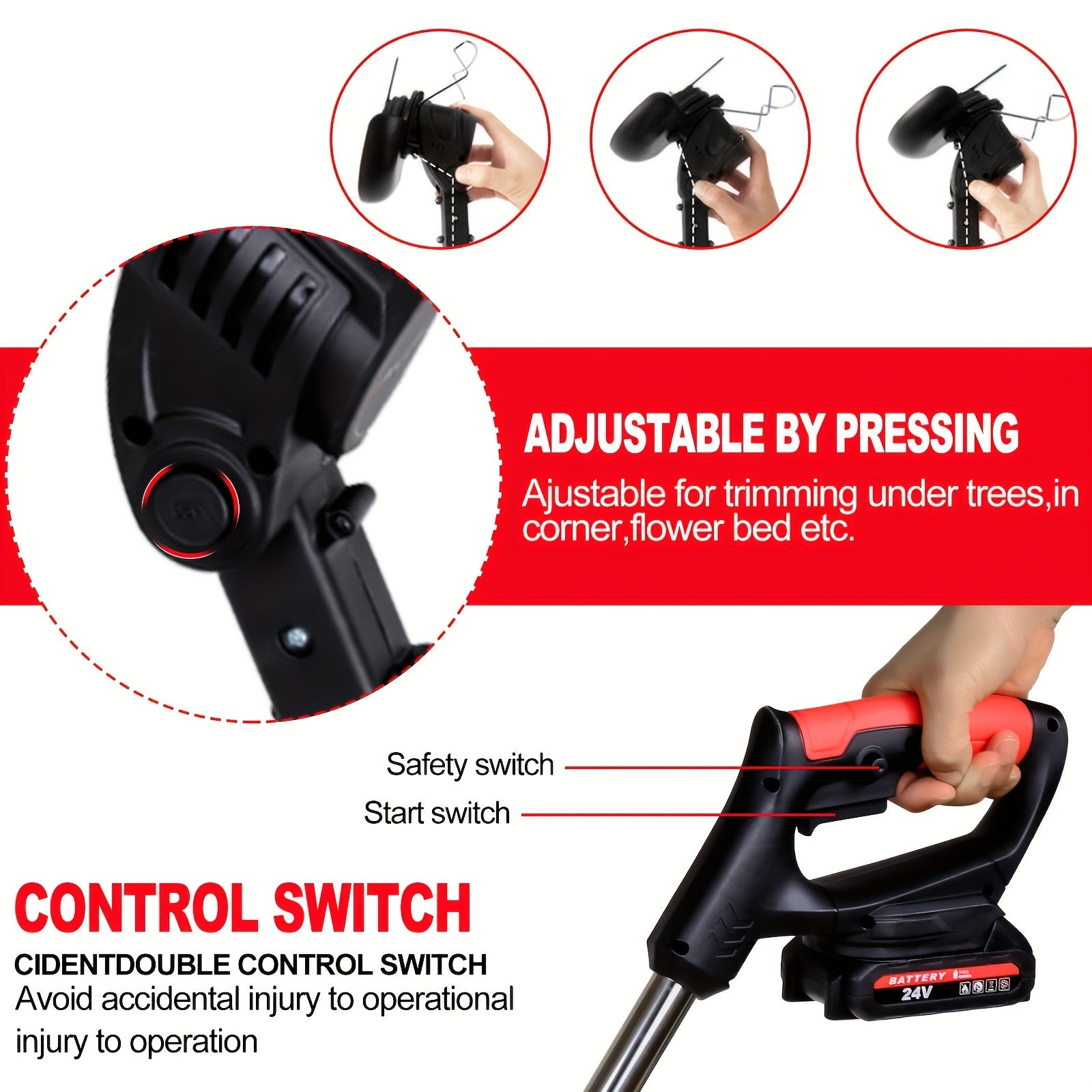 Cordless 21V Lawn Trimmer with Wheels
