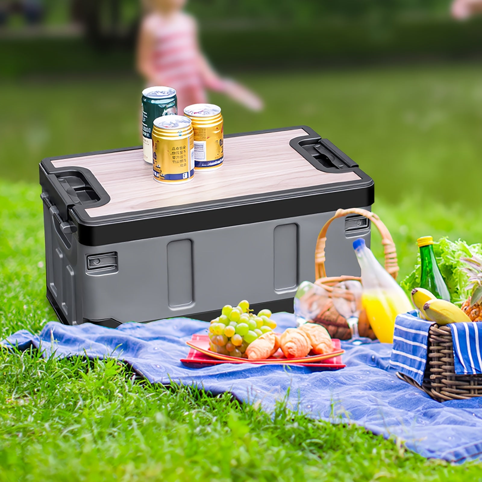 60L Collapsible Car Trunk Storage Bin with Lid by Snagg A Storage Box