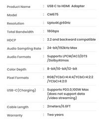 USB C to HDMI 2-in-1 Cable Thunderbolt Compatible (2m Length) by Snagg An HDMI Cable