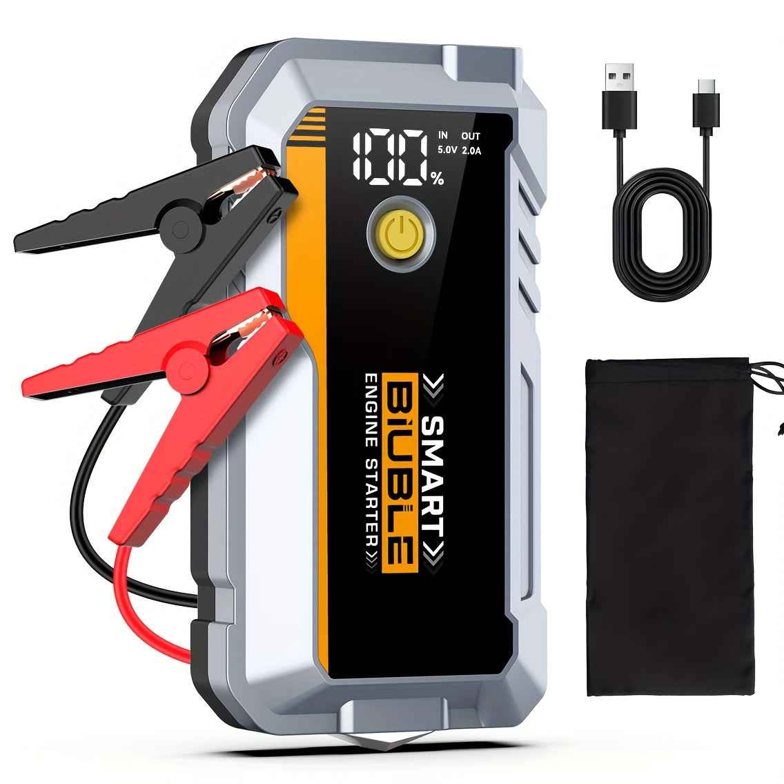 5000A UltraSafe Portable Car Battery Jump Starter – 12V - Silver - Roadside Essentials