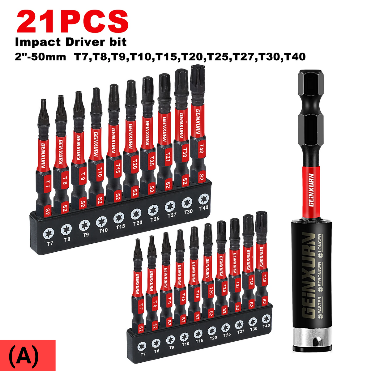 2" Torx Screwdriver Bit Set T7–T40 – Magnetic S2 Alloy Steel Impact Star Bits with Bit Holder