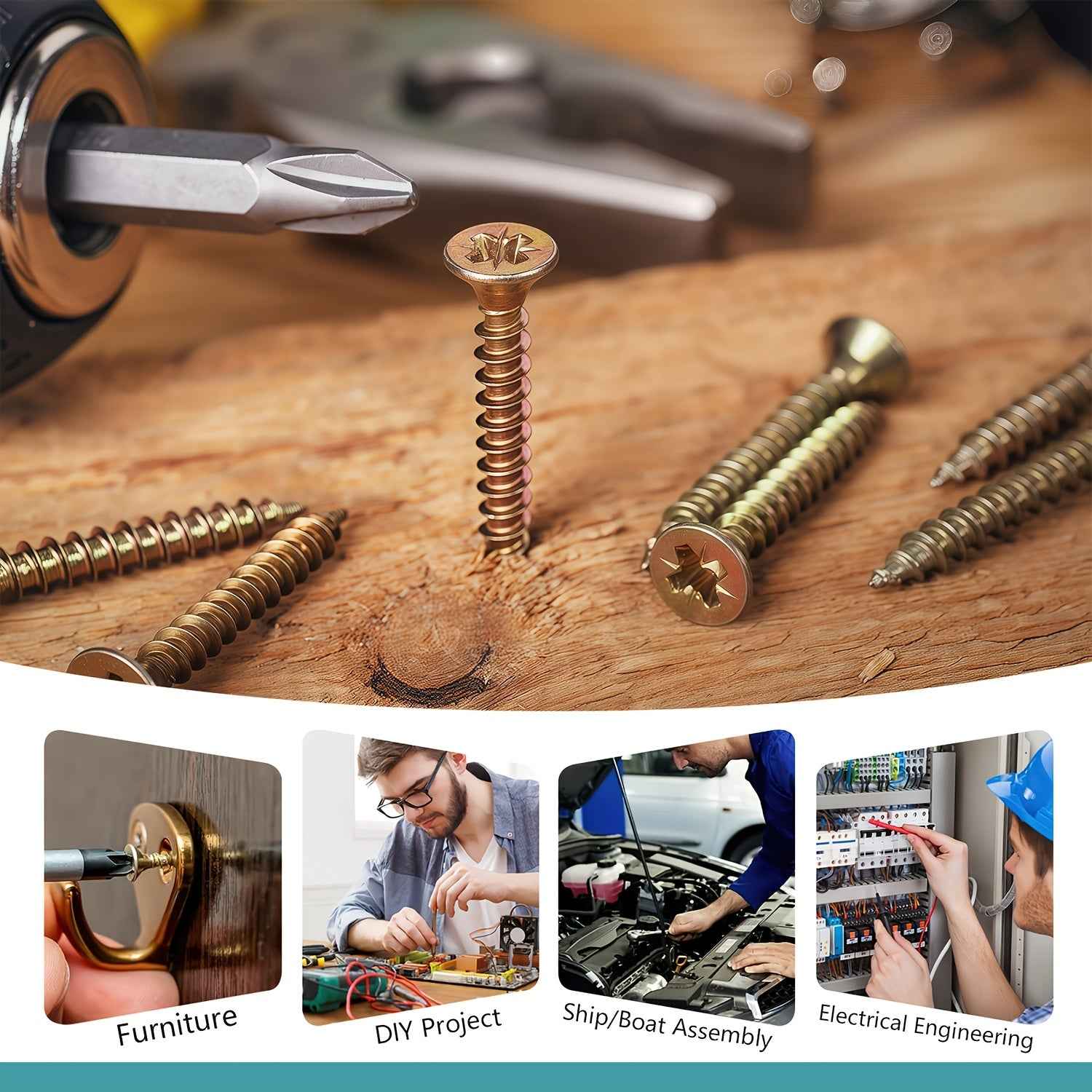 1350 Pcs Wood & Metal Screw Kit — M3.5/M4/M5 - M3.5 M4 M5 410 screws - 1350pcs - Power Tools Gadget