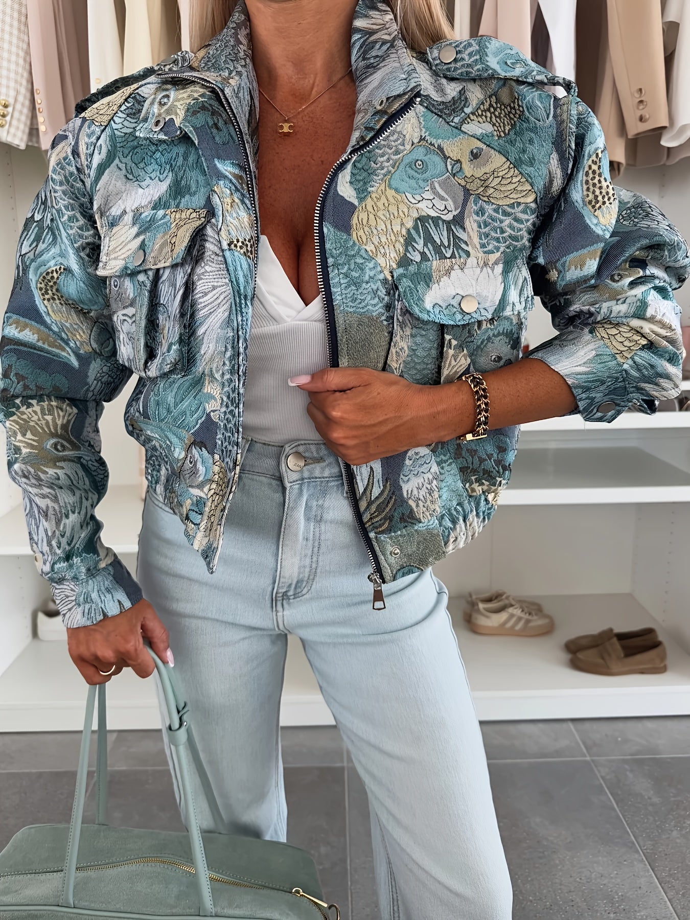 Women’s Floral Embroidered Casual Jacket by Snagg A Jacket