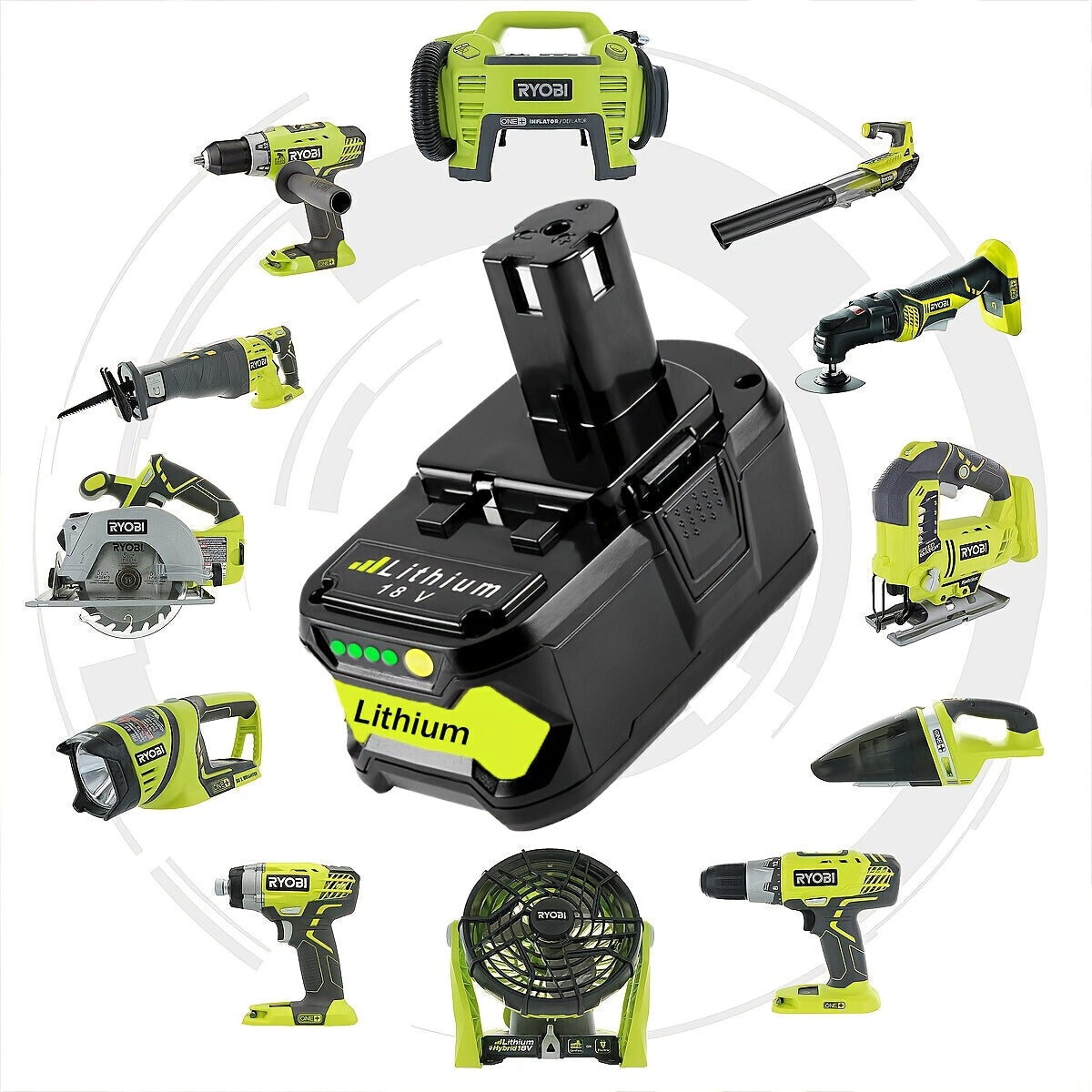 8.0Ah High-Capacity Replacement Battery for Ryobi 18V ONE+