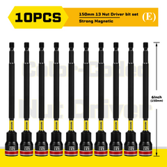 Impact Nut Driver Set – 6” Long Metric Nut Setters 8/10/13mm with Portable Storage Case