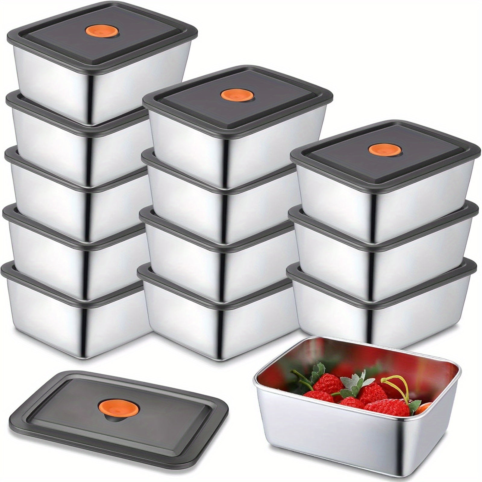 15 Pcs Stainless Steel Food Storage Containers by Snagg A Container