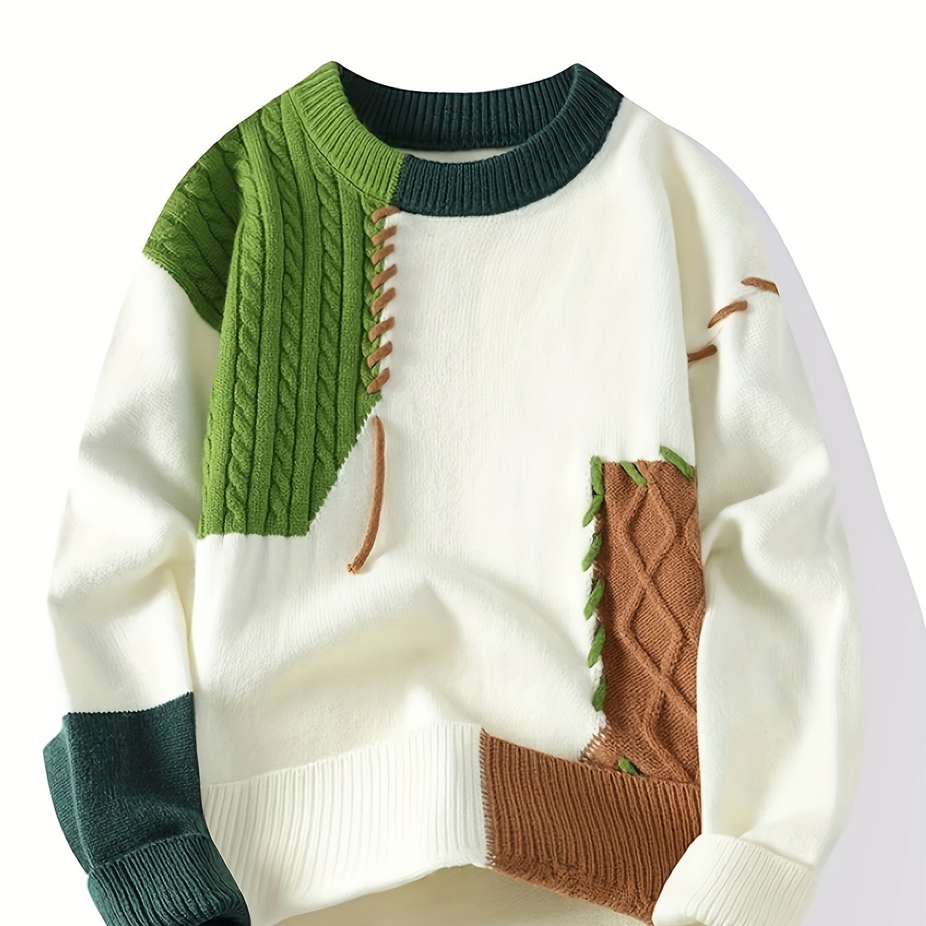 Men’s Color Block Cable Sweater by Snagg A Sweater