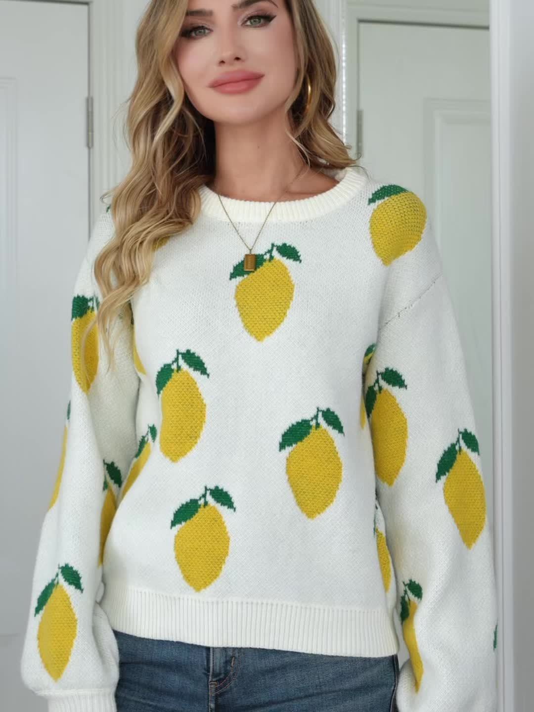 Women’s Cozy Lemon Print Sweater by Snagg A Top