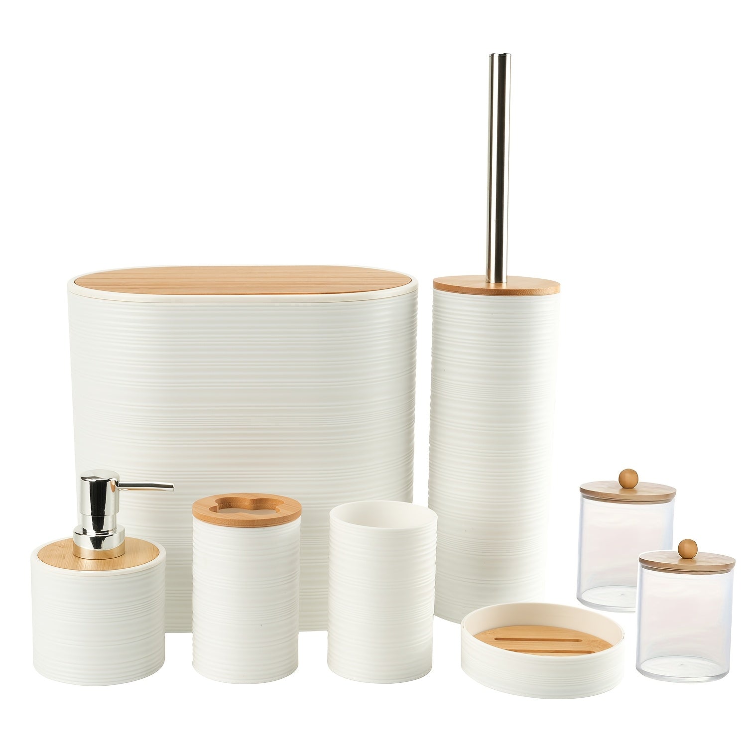 8 Pcs Bamboo Bathroom Accessory Set by Snagg A Bathroom Set