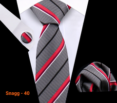 Classic Plaid Tie Set for Men - Necktie with Matching Pocket Square & Cufflinks - Snagg - 40 - Others In Fashion