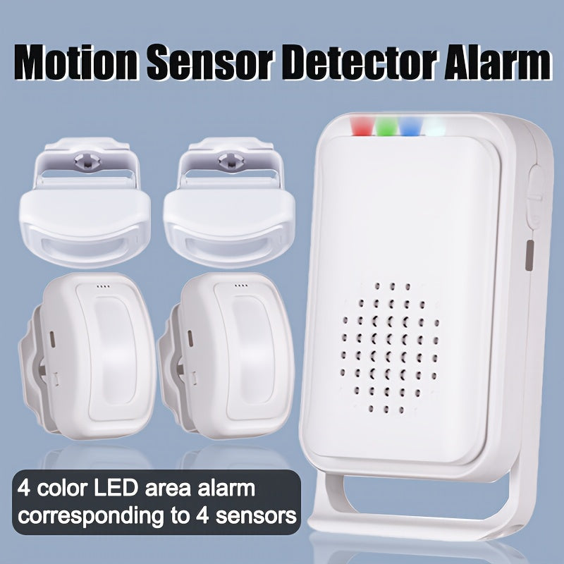 Wireless Motion Sensor Alarm System – 4 Transmitters & 1 Receiver with LED Zone Indicators by Snagg A Sensor Alarm